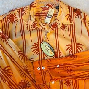 Tommy Bahama Floral Orange Ombre Long Sleeve Shirt Mens XXL New Abstract